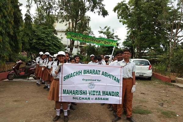 Plantation was organised at Maharishi Vidya Mandir Silchar, Assam on Environment Day. Principals, Teachers, Staff and Students have participated in an awareness rally and enjoyed plantation.